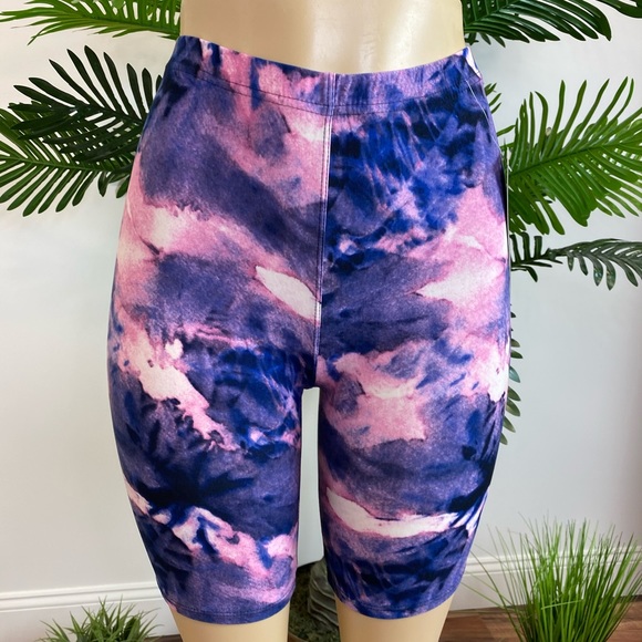 ‼️ Tie Dye Biker Shorts Leggings Active Wear Short - Picture 3 of 8